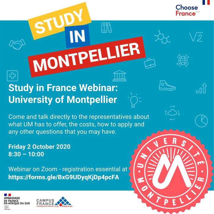 Study in France Webinar: University of Montpellier poster